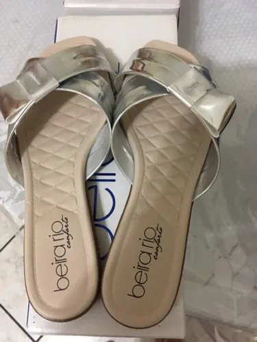 Sandália rasteira feminina prata 35 Beira Rio nova
