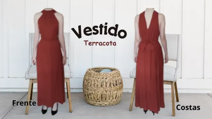 Vestido de Festa Terracota Maravilhoso - Tamanho Único
