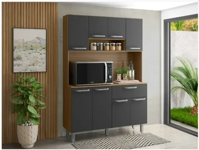 Kit Cozinha Compacta 8 portas 1 Gateva Nice Poliman Móveis - Montagem Grátis 