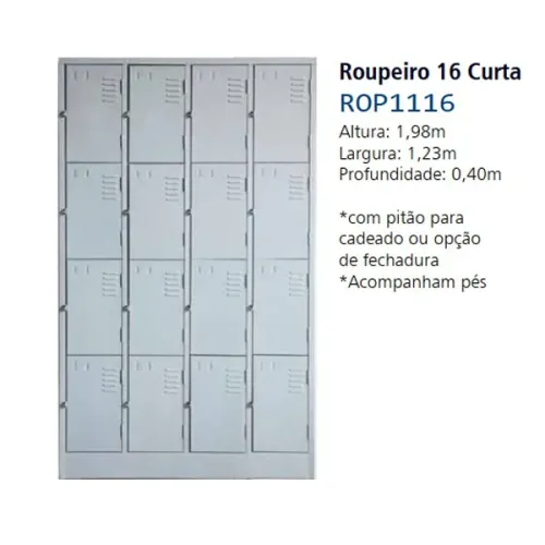 Armário / Roupeiro / Locker de Aço 16 Portas (Novo)