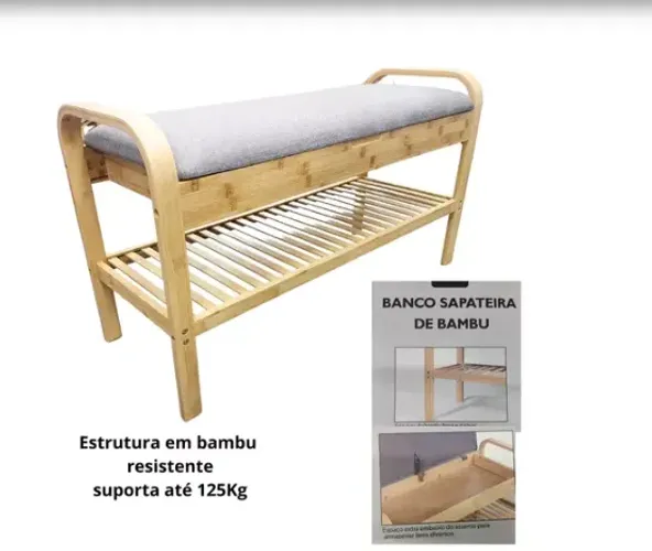 Sapateira Banco Organizadora Bambu Hall De Entrada