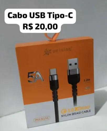 cabo carregador de celular USB tipo C novo