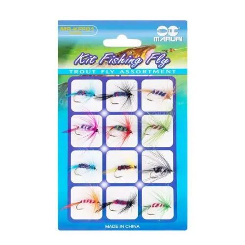 Cartela isca fly mosca Maruri. Com 12 peças. Novo