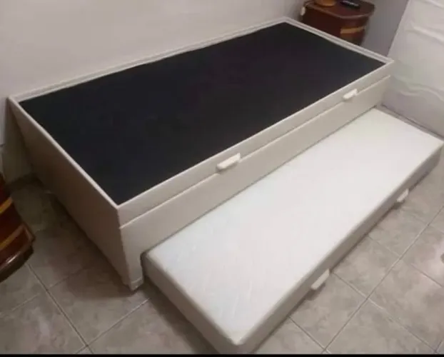 Cama baú solteiro com auxiliar