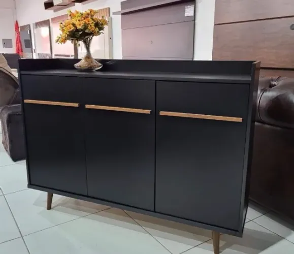 Buffet Aparador 3 Portas Novo Preto