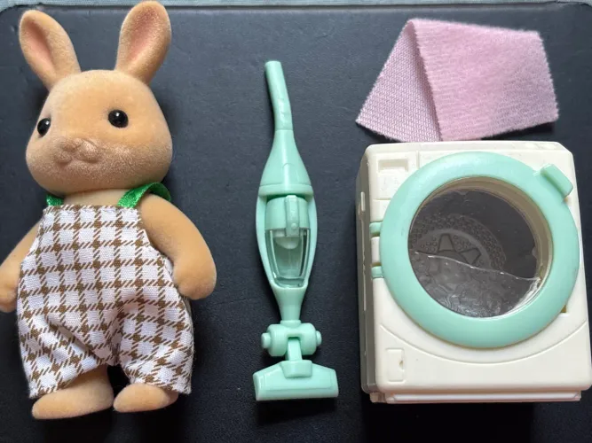 Sylvanian families- set: conjunto de lavagem e limpeza do papai coelho raio de sol 
