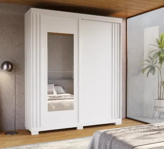 Guarda Roupa 2 Portas Athenas com Espelho, 100% MDF (Novo)
