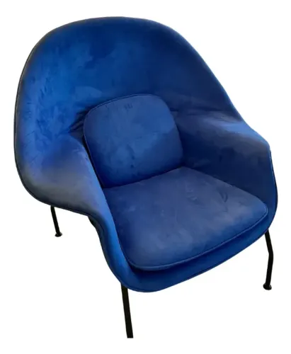Poltrona Womb Chair Azul Suede Moderna | Personal Art