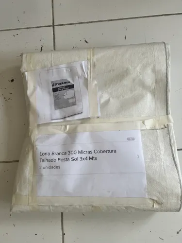 Lona branca 300 micros cobertura telhado feita sol três por quatro
