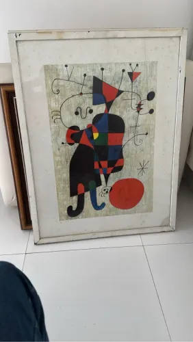 Quadro Abstrato em Moldura - Estilo Miró