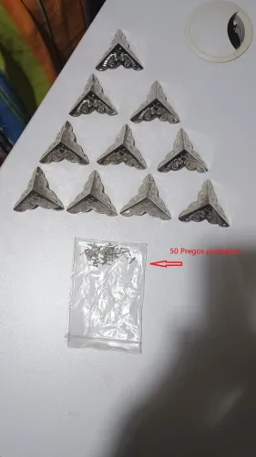 10 pç. Cantoneiras de aço para artesanato em madeira - prateado