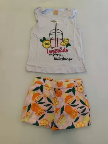 Conjunto infantil feminino regata e saia-shorts