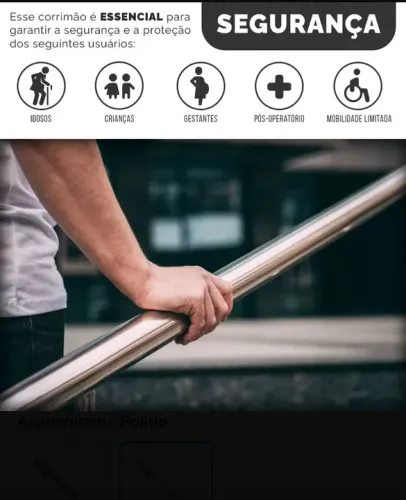 Corrimão de Aço Inox Polido para Segurança