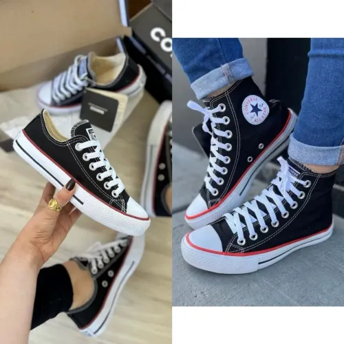 Tênis Converse All Star Preto tradicional e botinha