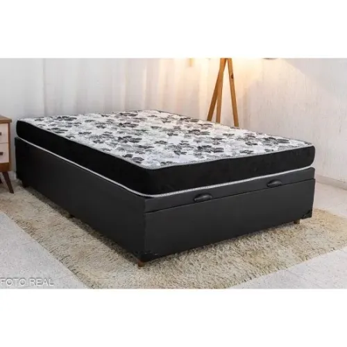 Box Baú Casal Blindado + Colchão Casal Santé D33 138x188x15- Entrega Rápida