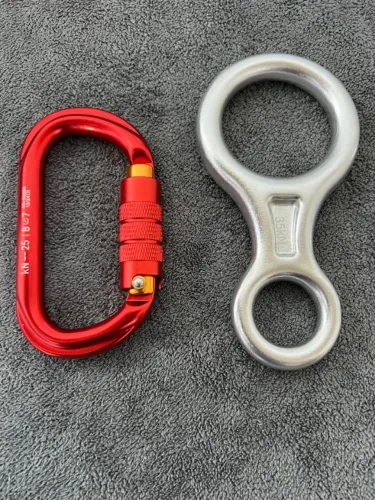 Kit Rapel Mosquetão Oval 25KN Alumínio Trava Automática Freio Oito 35KN Novo Super Oferta
