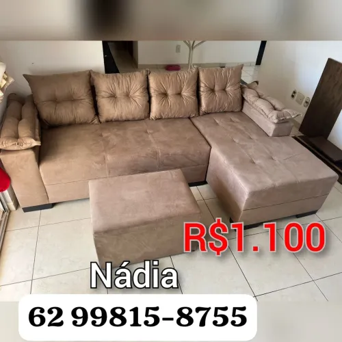 SOFÁ COM CHAISE EM VÁRIAS CORES NOVOS