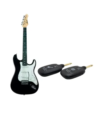 KIT GUITARRA WINNER PRETA + TRANSMISSOR E RECEPTOR DE AUDIO