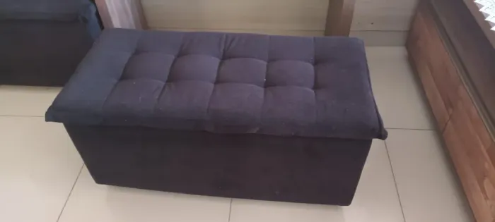 Promoção !! Aparador com (02) Pufs - Camurça Preto