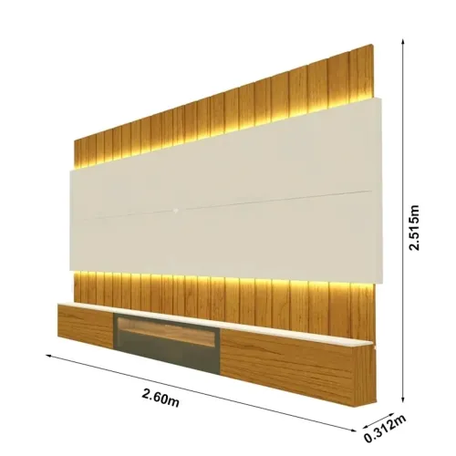 Home Painel Reflecta Ripado Larg. 2.60m C/LED Nature rf433