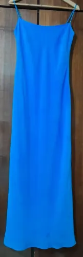 Vestido Crepe Azul Longo GREGORY TAM. M