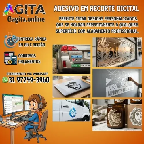 ADESIVO COM RECORTE DIGITAL PERSONALIZADO - CARROS, VITRINES, LOGOS...