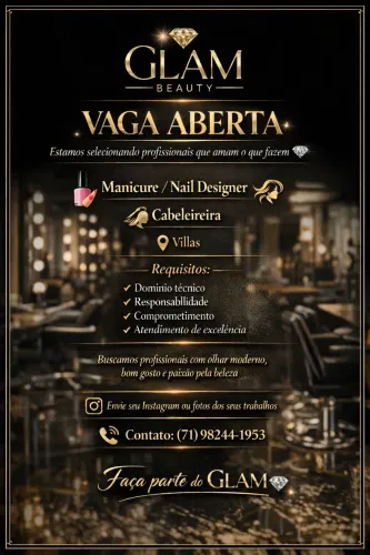 Vaga manicure, cabeleireira, Nair 