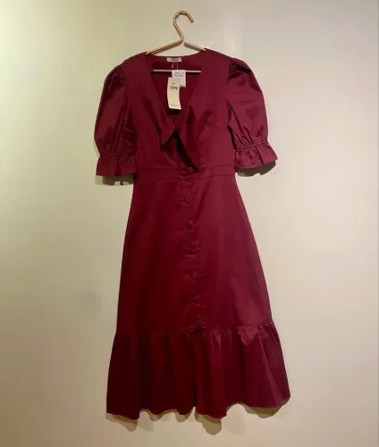 vestido midi marsala hirus