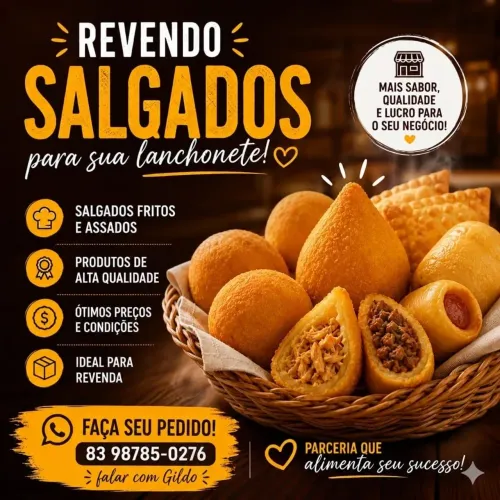 Vendemos salgados para revenda