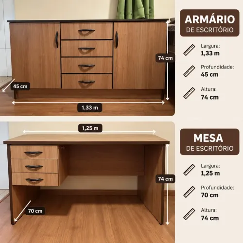 Mesa de escritório e armário