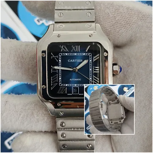 RELOGIO CARTIER SANTOS FUNDO AZUL