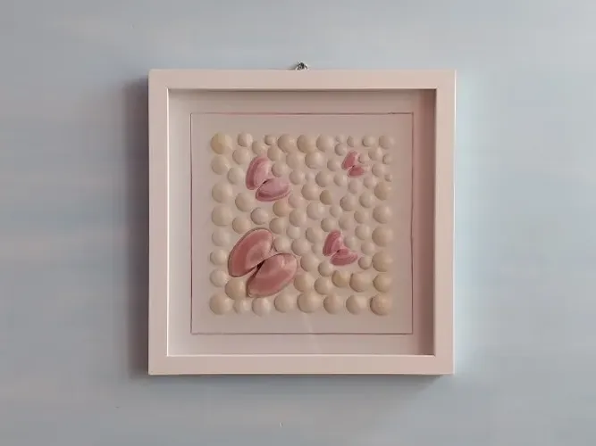 Decoraçao Praiana Quadro Artesanal com Conchas Naturais