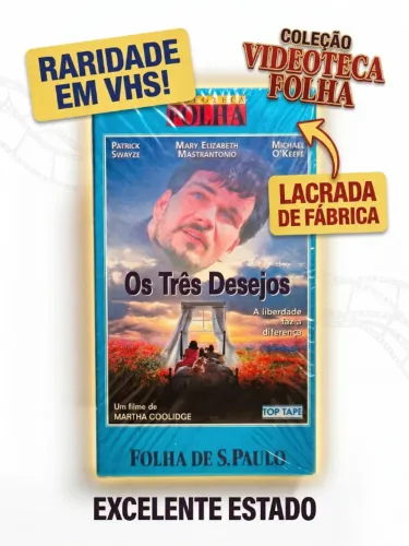 Fita VHS Os Três Desejos - Coleção Folha (Lacrada)