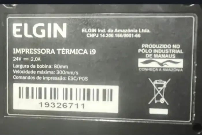 Impressora Térmica Cupom Elgin Bematech I9