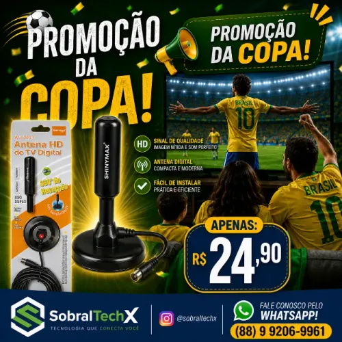 ? Promoção da Copa! Antena Digital HD por R$ 24,90