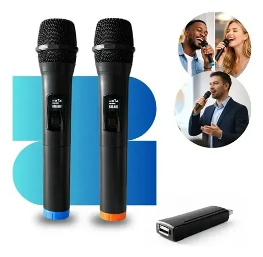 Microfone Duplo Sem Fio A Bateria - Entrega Grátis 