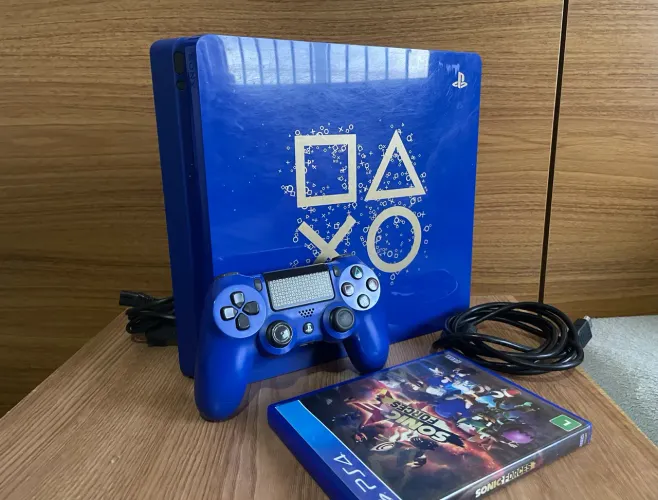 PS4 Slim Edição Especial Days of Play Azul Usado (Envio OlxPay)