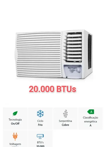 Ar Janela Springer Midea 20.000 BTUs + 220V + Nota + 1 Ano Garantia + Cartão 12x