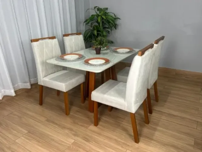 Mesa Jantar Bali 1,20m 4 Cadeiras 100% MDF Produto Novo!! Pronta Entrega!!