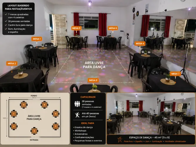 Aluguel de Salão 45m² para Festas, Dança, Eventos e Ensaios