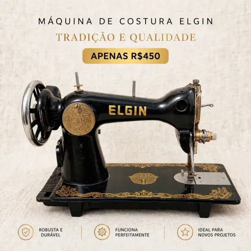 Vendo máquina de costura Elgin. Ótimo estado funcionando perfeitamente sem pedal. 450.