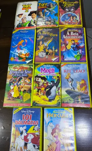 Fitas em VHS filme da Disney  (12 unidades) Retorno de Jafar/Mogli/ Toy Story 1/2 /  