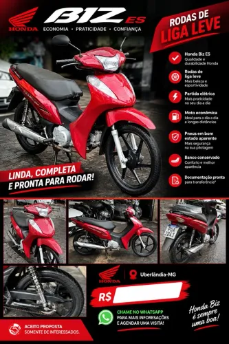 ? HONDA BIZ ES 2014 - VERMELHA - RODAS DE LIGA LEVE