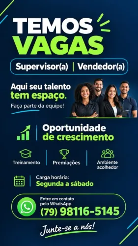 Contratamos Supervisor de vendas e vendedor interno