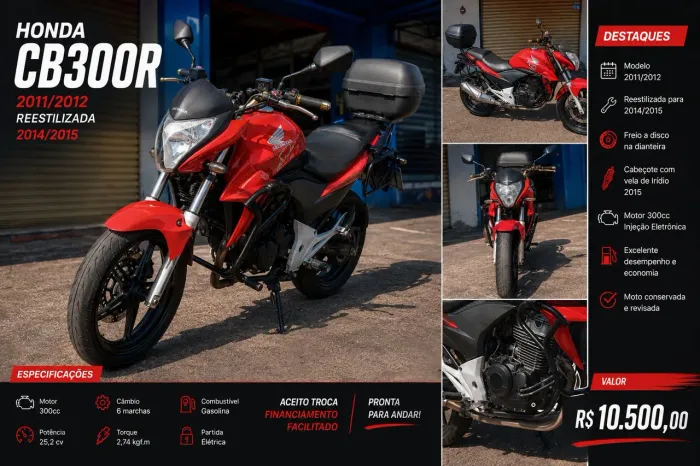 HONDA CB 300R 2011/2012 - REESTILIZADA PARA 2015 10.500