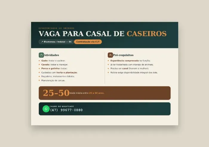 Vaga de casal caseiros