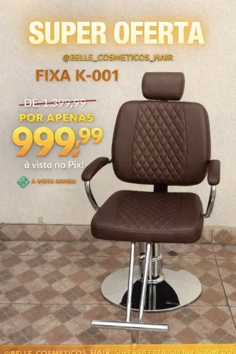Cadeira Fixa K-001 Hidráulica Premium para Barbearia Profissional