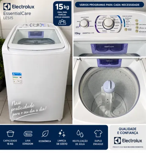 Máquina de Lavar Electrolux 15kg Essential Care 220V - Funcionando Perfeitamente