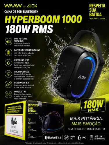 caixa de som waaw hyperboom 1000 