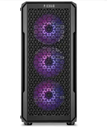 Gabinete Gamer Pichau Apus RGB, Mid-Tower, Lateral de Vidro Temperado, Com 3 Fans, Preto,